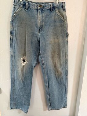 Carhartt B237 DST Original Fit Carpenter Jeans – 36x32 Distressed Workwear Denim